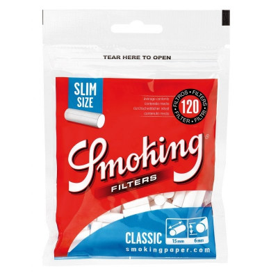 Фильтры для самокруток  SMOKING SLIM CLASSIC 6X15мм 120шт