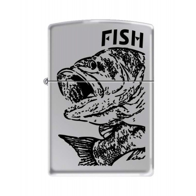 Зажигалка чёрный окунь ZIPPO 250 FISH - BIG MOUTH